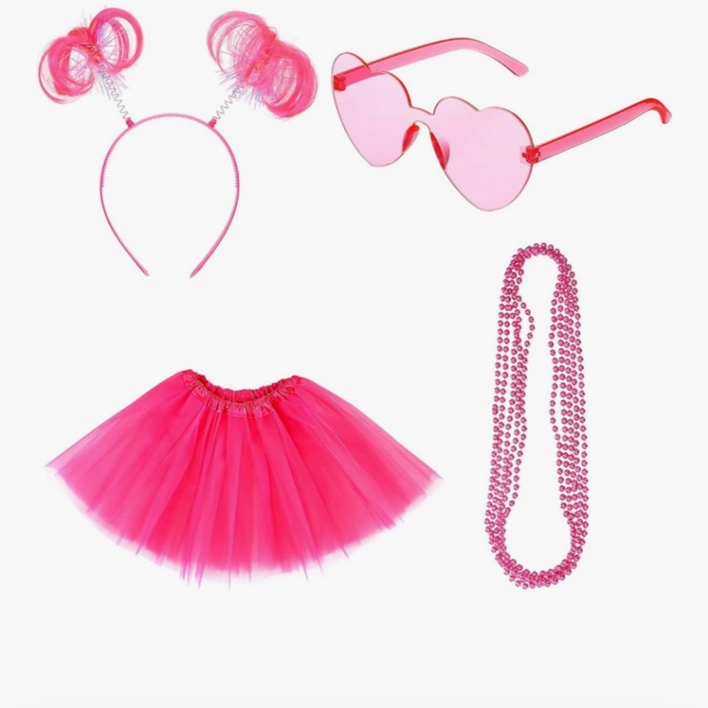 Women Costume Accessories Set for Spirit Day -Tutu and Pom Pom Accessory,
6pcs